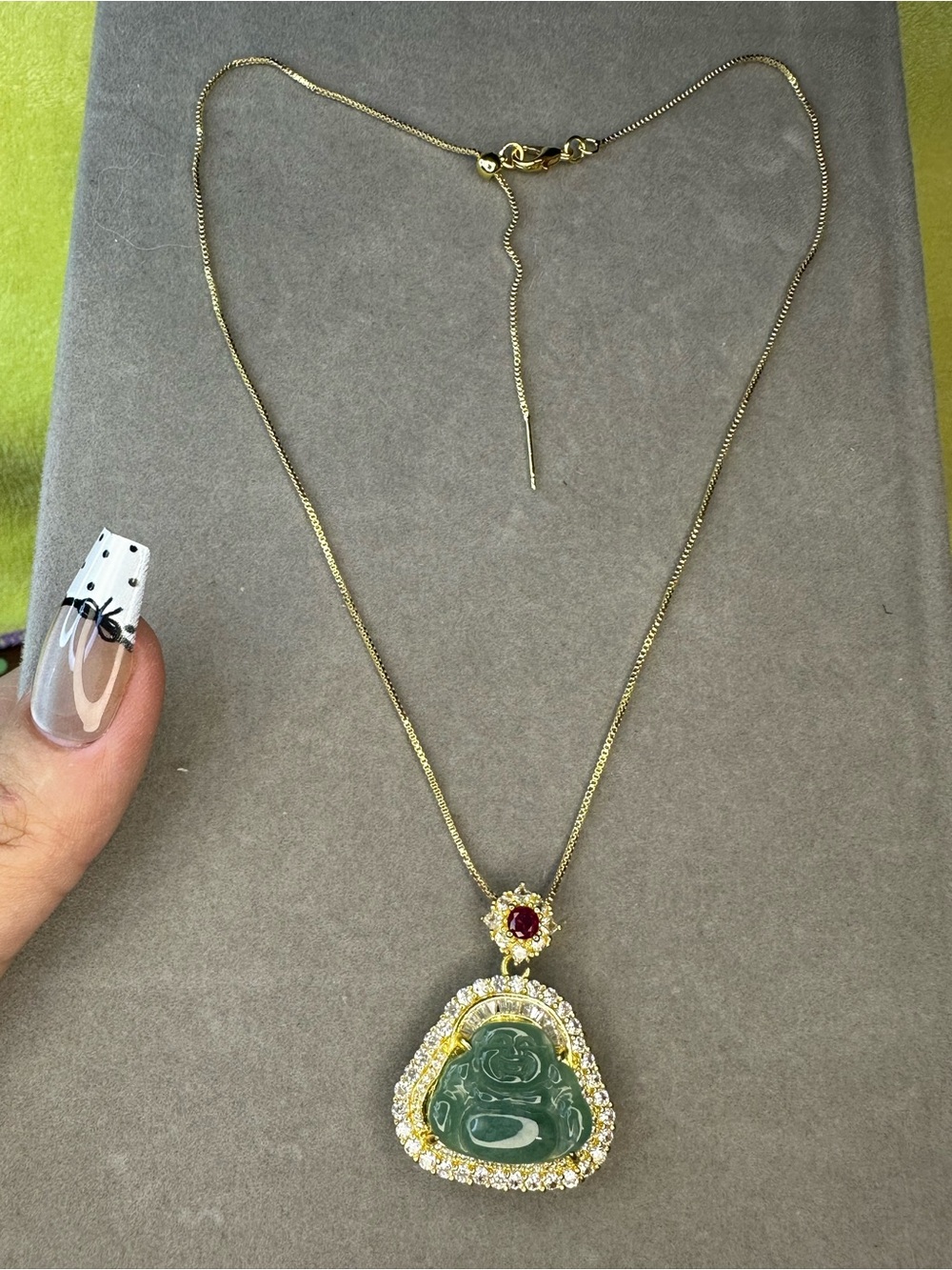 Natural A goods jade blue water Buddha pendant jade necklace